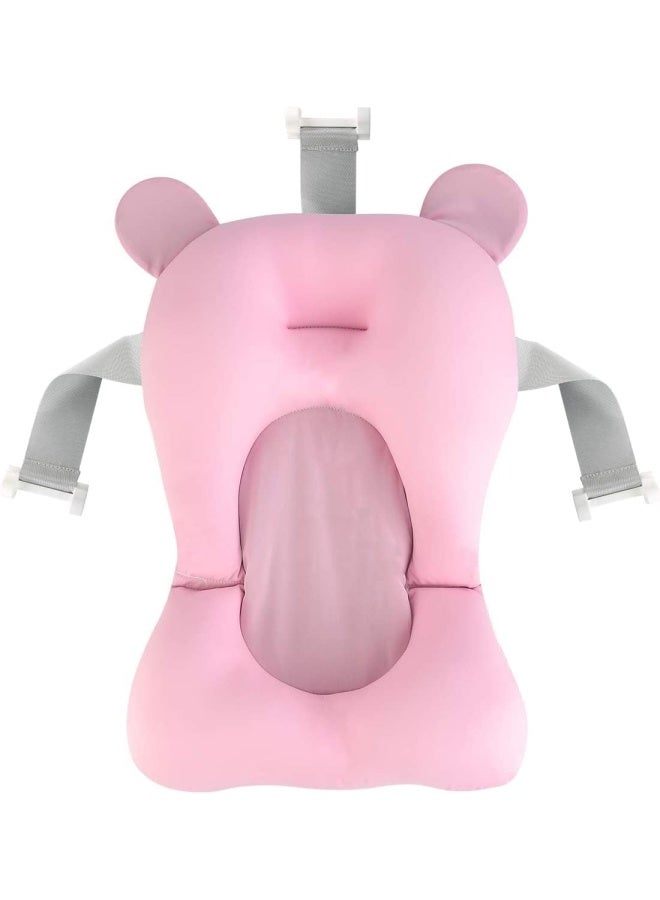 Premify Baby Bath Pad, Adjustable Non-Slip Floating Infant Bath Support Cushion, Baby Bath Pillow For Bathtub, Bath Tub Seat Mat For New Born/Infants Bathing Support, 0-12 Months (Pink)  - Image 1