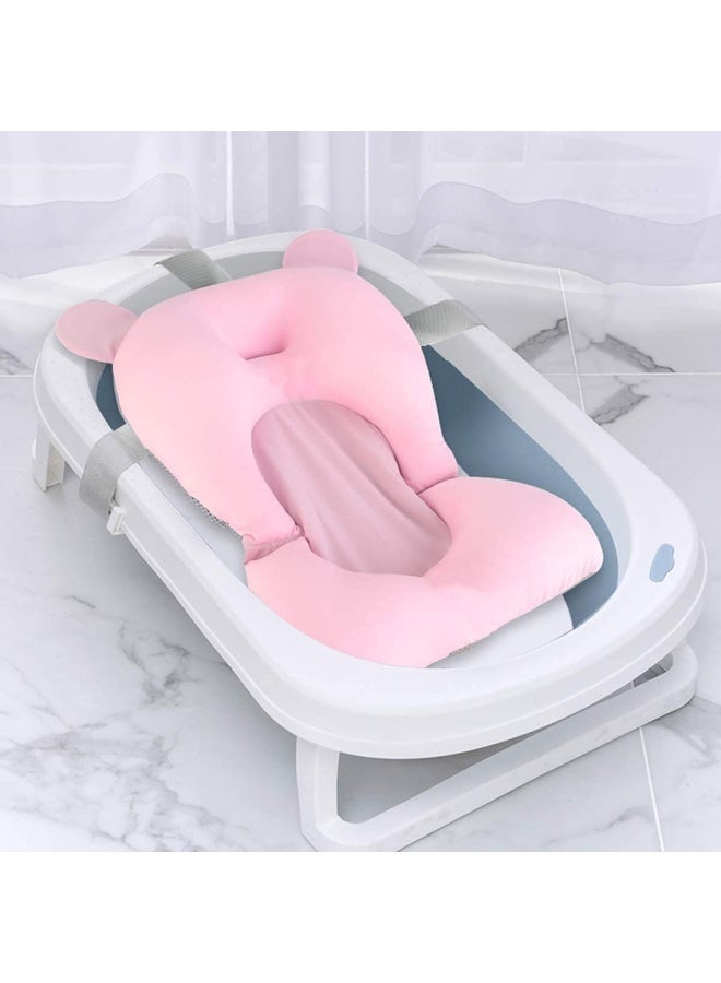 Premify Baby Bath Pad, Adjustable Non-Slip Floating Infant Bath Support Cushion, Baby Bath Pillow For Bathtub, Bath Tub Seat Mat For New Born/Infants Bathing Support, 0-12 Months (Pink)  - Image 2
