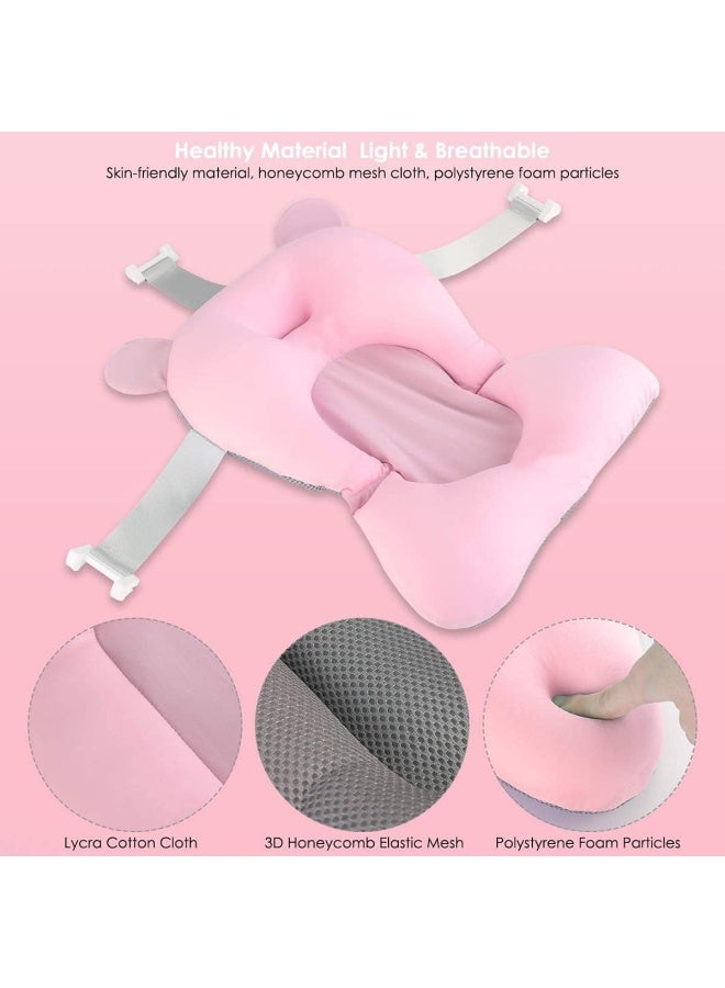 Premify Baby Bath Pad, Adjustable Non-Slip Floating Infant Bath Support Cushion, Baby Bath Pillow For Bathtub, Bath Tub Seat Mat For New Born/Infants Bathing Support, 0-12 Months (Pink)  - Image 5