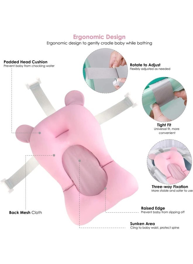 Premify Baby Bath Pad, Adjustable Non-Slip Floating Infant Bath Support Cushion, Baby Bath Pillow For Bathtub, Bath Tub Seat Mat For New Born/Infants Bathing Support, 0-12 Months (Pink)  - Image 3