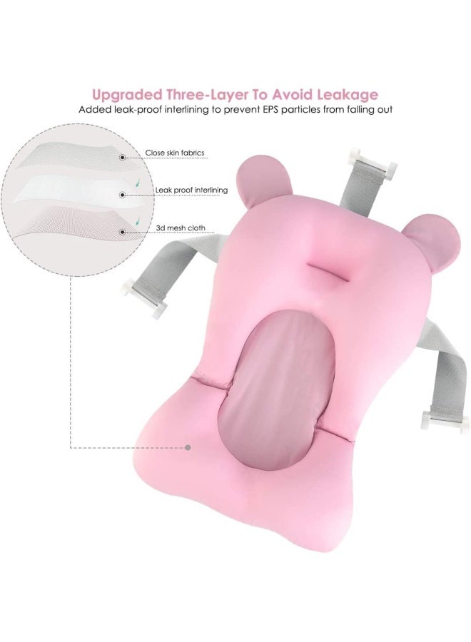 Premify Baby Bath Pad, Adjustable Non-Slip Floating Infant Bath Support Cushion, Baby Bath Pillow For Bathtub, Bath Tub Seat Mat For New Born/Infants Bathing Support, 0-12 Months (Pink)  - Image 4
