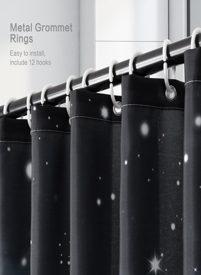 Lokigo Nautical Sailboat Shower Curtain, Marine Theme Sea Ocean Coastal Pirate Ship Anchor Sailor Moon Star Waves Curtains, Waterproof Fabric Shower Curtains Bath Decor, 72" x 72", Black & White - Image 4