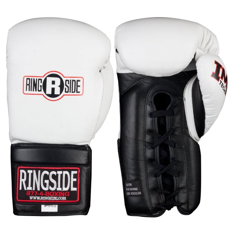 Ringside IMF Tech LaceUp Sparring Boxing Gloves 14Ounce White
