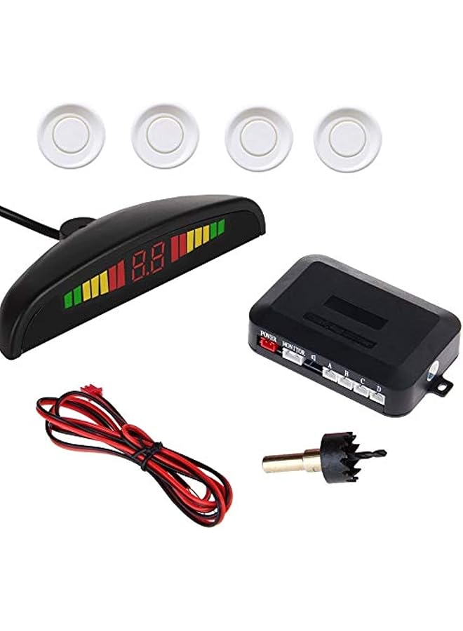 الكبريت نظام مساعدة ركن السيارة التلقائي، 4 أجهزة استشعار، رادار، شاشة LED (أبيض)
