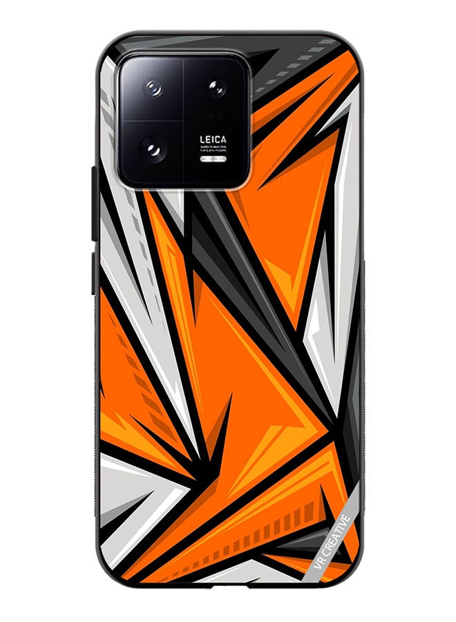 VR CREATIVE Protective Case Cover For Xiaomi 13 Texture Sports Racing Style Orange Color Design Multicolour - Image 1