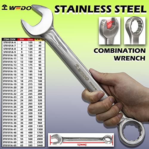 WEDO Stainless Steel Wrench Combination Open End 12 Points Box AntiCorrosion High StrengthPolished Surface DIN Standard Size 12916inch - Image 3
