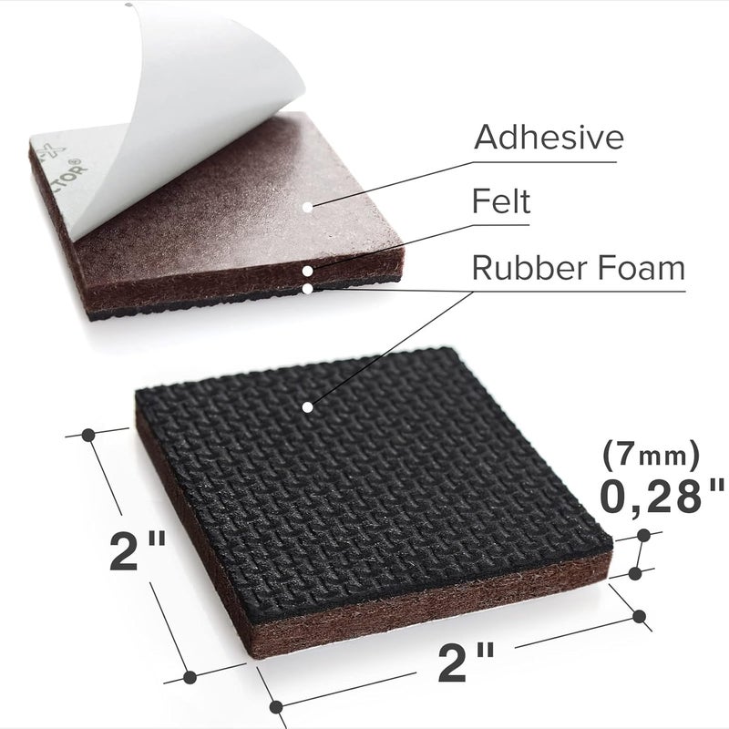 X-Protector X-PROTECTOR NON SLIP FURNITURE PADS â€“ PREMIUM 16 pcs 2â€ Furniture Grippers! Best SelfAdhesive Rubber Feet Furniture Feet â€“ Ideal Non Skid Furniture Pad Floor Protectors for Fix in Place Furniture  - Image 3