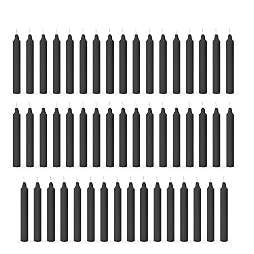 AURA DECOR AuraDecor Pack of 50 Stick Candles || Especially Meant for Healing, Chakras, Ritual Candles, Decoration, Lighting, Home Decor || Burning Time 3 to 4 Hours Each (Black), Paraffin Wax - Image 1