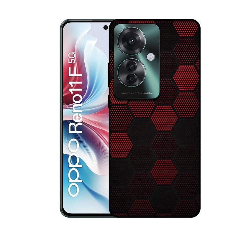 EYE CATCH Printed Protective Case Cover For Oppo Reno 11 F -  Red Hexagon - Image 1