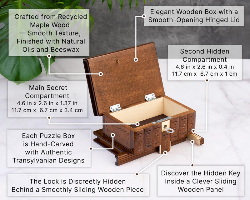 allboxesinoneplace Puzzle Box, Secret Wooden Puzzle Box with Hidden Compartments for Money, Gift Card, Escape Room - Image 2