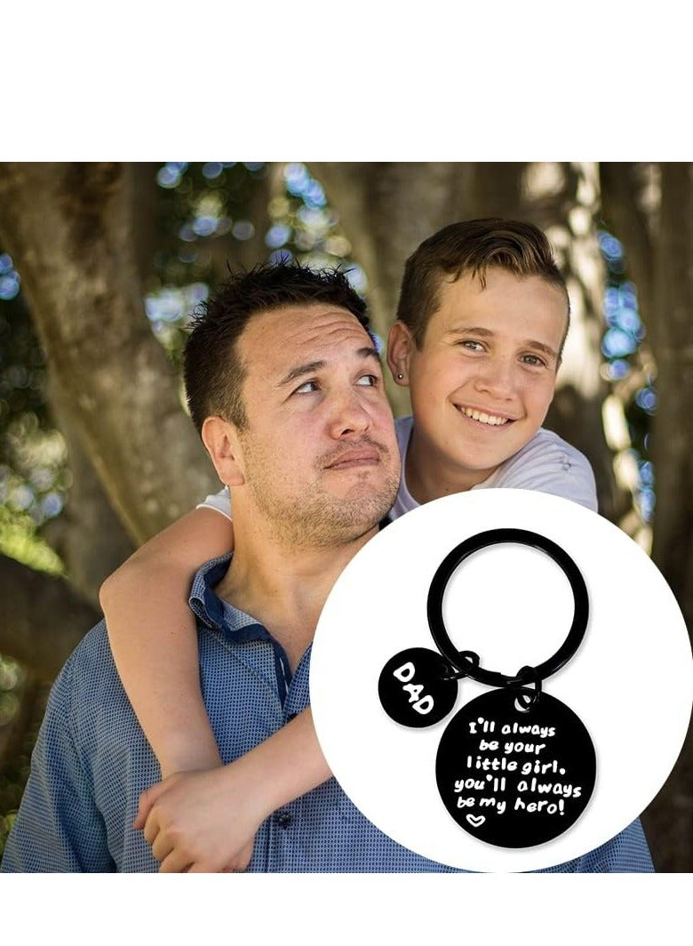 أوزيغالور سلسلة مفاتيح هدية - سلسلة مفاتيح سوداء منقوشة عليها عبارة ”سأكون دائمًا فتاتك الصغيرة، ستكونين دائمًا بطلتي“. - Image 2