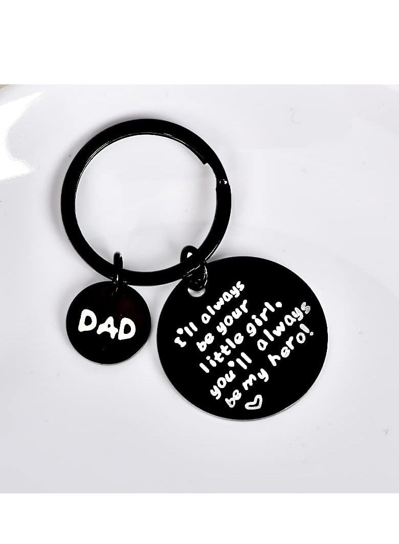 أوزيغالور سلسلة مفاتيح هدية - سلسلة مفاتيح سوداء منقوشة عليها عبارة ”سأكون دائمًا فتاتك الصغيرة، ستكونين دائمًا بطلتي“. - Image 4