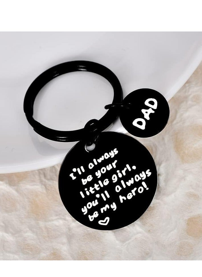أوزيغالور سلسلة مفاتيح هدية - سلسلة مفاتيح سوداء منقوشة عليها عبارة ”سأكون دائمًا فتاتك الصغيرة، ستكونين دائمًا بطلتي“. - Image 3