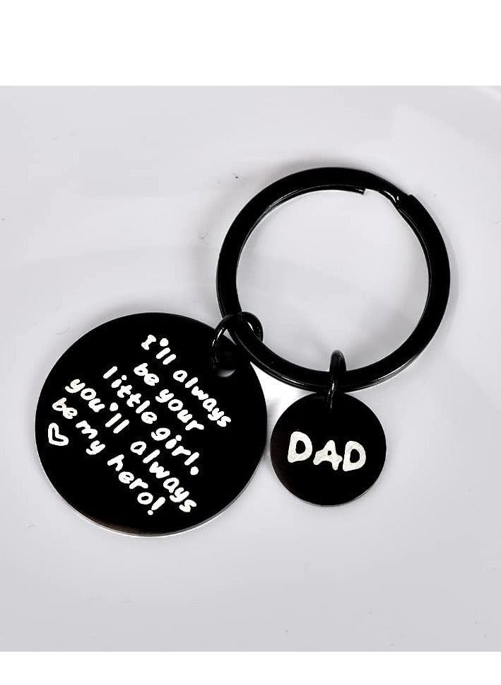 أوزيغالور سلسلة مفاتيح هدية - سلسلة مفاتيح سوداء منقوشة عليها عبارة ”سأكون دائمًا فتاتك الصغيرة، ستكونين دائمًا بطلتي“. - Image 5