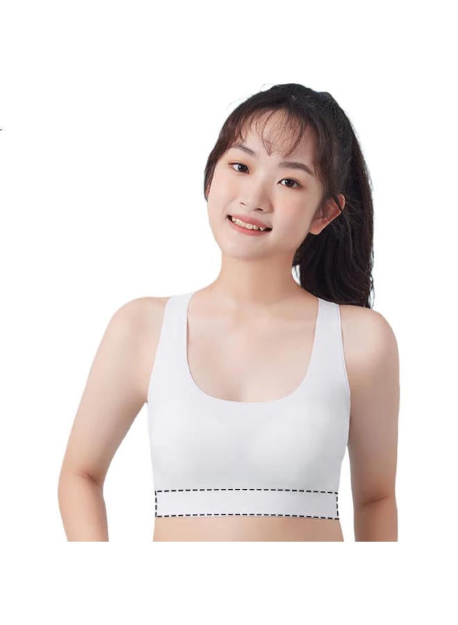 Modal 2-Piece Set, Girls' Underwear, Student Sports Bra, Anti-Shock Bra, For Middle And High School Students In Puberty, Small Vest, White + Blue - Image 3