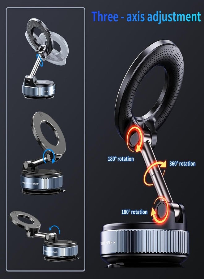 YAOKEEP Magnetic Car Phone Holder for Magsafe [96+LBS Suction & 2800gf Magnetic], 360°Adjustable Vacuum Suction Cup Car Phone Mount, Car Mount for iPhone 17 Pro Max 16 15 14 13 12 - Image 3