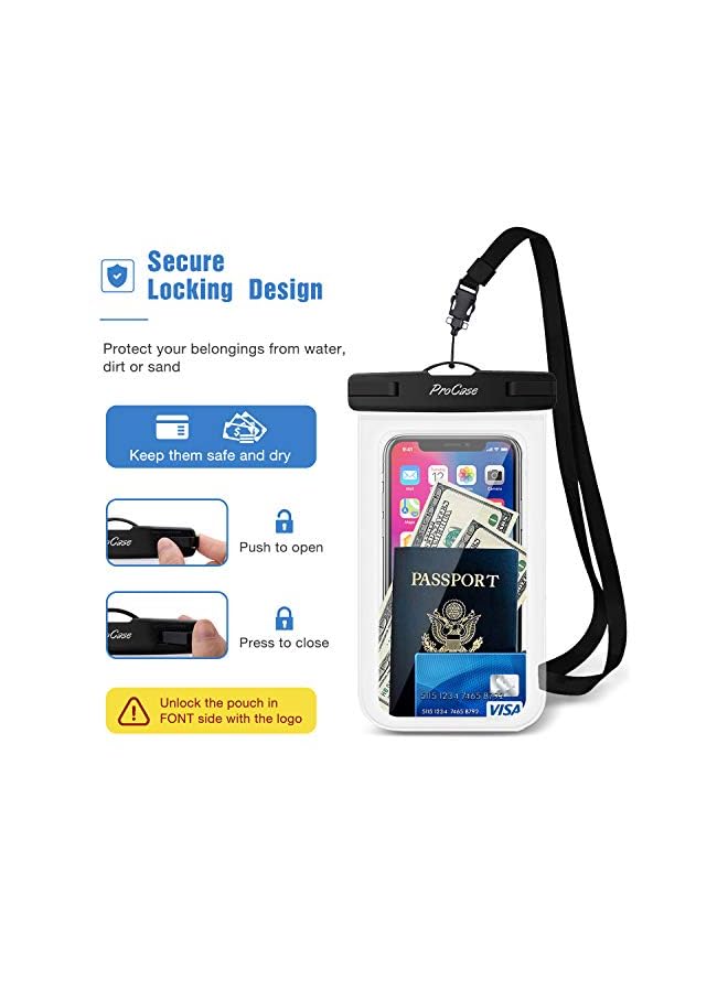 Procases Universal Waterproof Pouch, Cellphone Dry Bag Underwater 7" Case for iPhone 14 13 12 11 Pro Max Plus, iPhone Xs Max XR X 8 7 6S, Galaxy S20 Ultra S10 S9 S8-4 Pack,Clear - Image 3