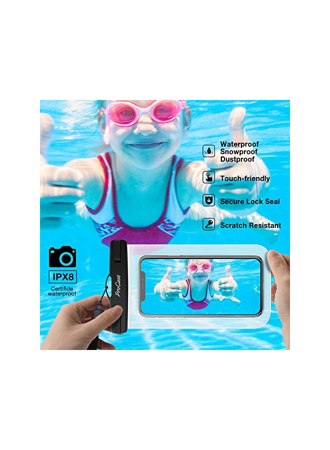 Procases Universal Waterproof Pouch, Cellphone Dry Bag Underwater 7" Case for iPhone 14 13 12 11 Pro Max Plus, iPhone Xs Max XR X 8 7 6S, Galaxy S20 Ultra S10 S9 S8-4 Pack,Clear - Image 5