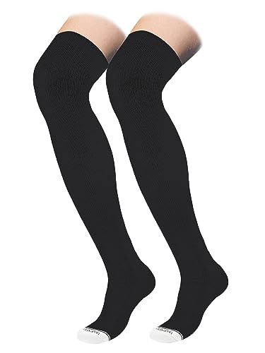 Londkaron Elite Baseball/Softball Socks Over The Knee, Extra Long Football Socks (Medium, Black/White) - Image 1