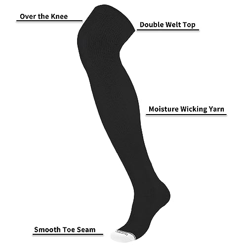 Londkaron Elite Baseball/Softball Socks Over The Knee, Extra Long Football Socks (Medium, Black/White) - Image 3