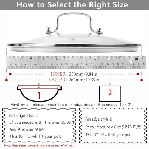 ILOVYO 10 Inch Glass Lid for Lodge Cast Iron Skillet 10Caraway Frying pan Calphalon 10 Inch Skillet Dishwasher Safe - Image 3