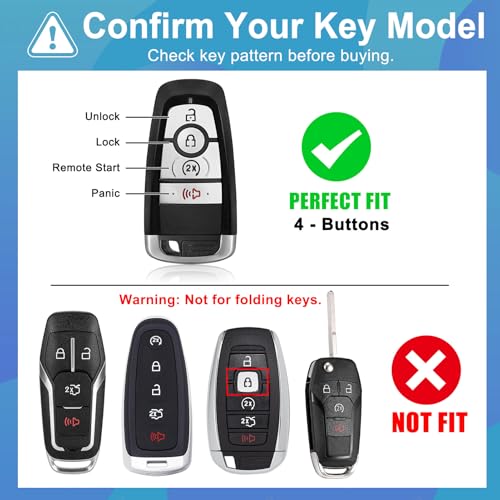AAWQVRG Key Fob Cover for Ford - Premium Soft TPU Shell Full Protection Case with Keychain, Fits Bronco Sport Maverick Ranger Explorer Expedition Escape Edge Mustang F150 F250 F350 Fusion, Purple 4-Button - Image 2