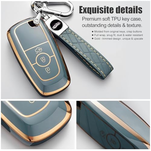 AAWQVRG Key Fob Cover for Ford - Premium Soft TPU Shell Full Protection Case with Keychain, Fits Bronco Sport Maverick Ranger Explorer Expedition Escape Edge Mustang F150 F250 F350 Fusion, Purple 4-Button - Image 5