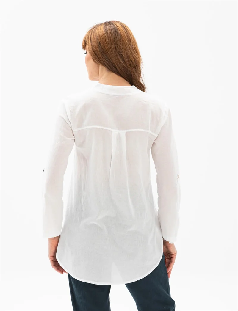 Eliş Şile Bezi Long Sleeve Şile Cloth Acacia Blouse White Byz