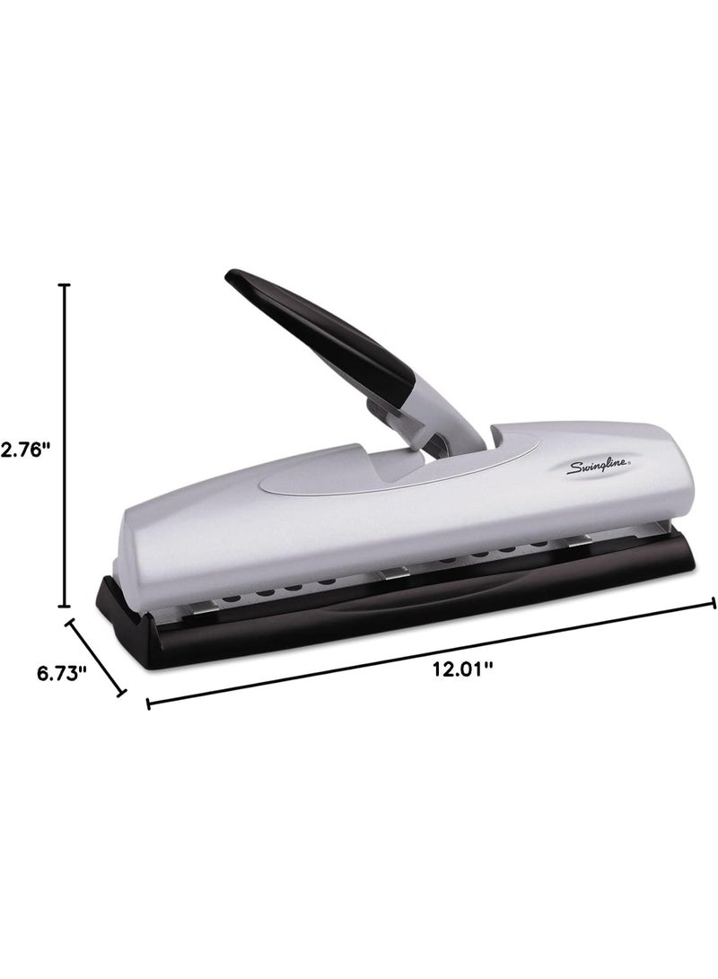 Swingline Swingline 3 Hole Punch, 20 Sheet Capacity Three Hole Puncher 3 Ring, Adjustable 2-7 Hole Paper Punch, LightTouch Low Effort, Black & Silver (74030) - Image 2