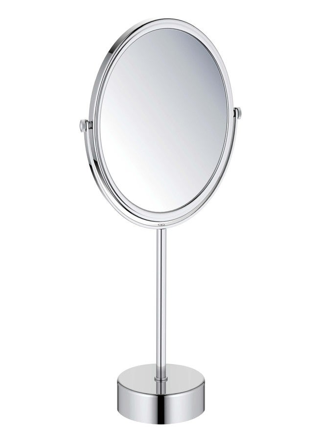 KIBI Free Standing Magnifying Makeup Mirror | Dual-Sided 1X/5X Magnification | 360° Rotating Vanity Mirror for Precise Grooming, Skincare & Beauty (Chrome, KMM103) - Image 1
