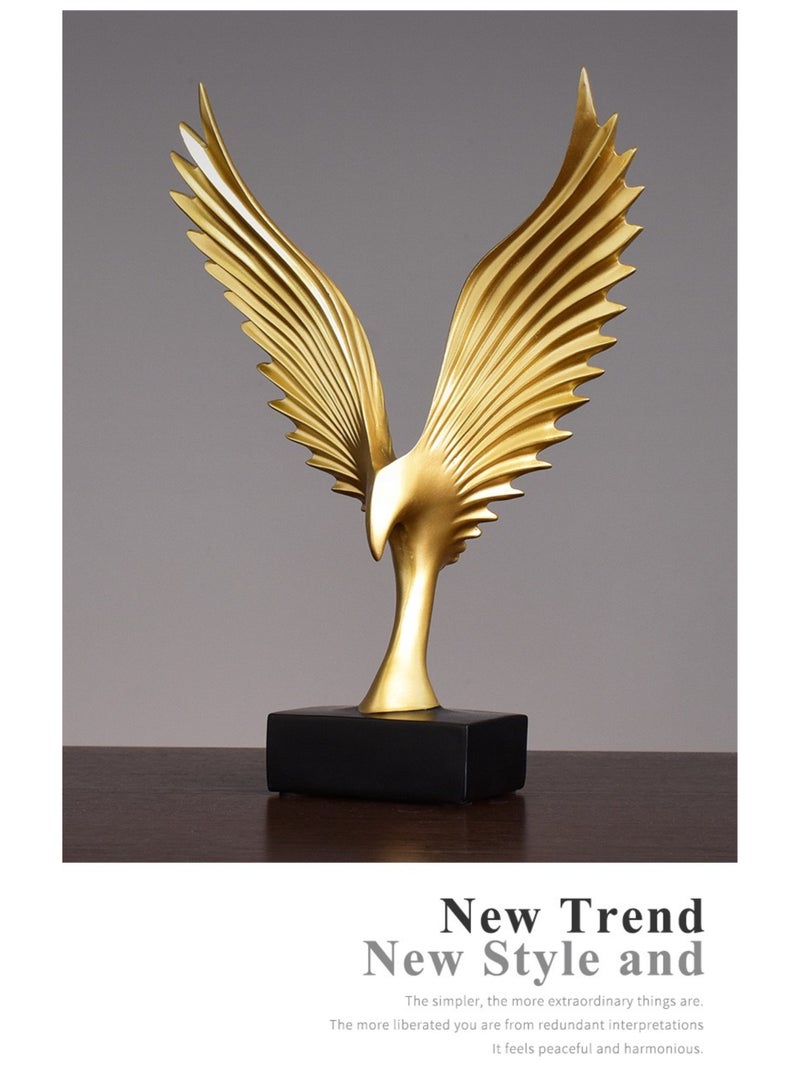 المي هومي تمثال النسر الذهبي الطائر – تمثال فاخر من الراتينج الحديث، ديكور مهيب للمنازل والمكاتب، قطعة فنية أنيقة لغرف المعيشة، غرف النوم، المكتبات، والمطاعم - Image 3