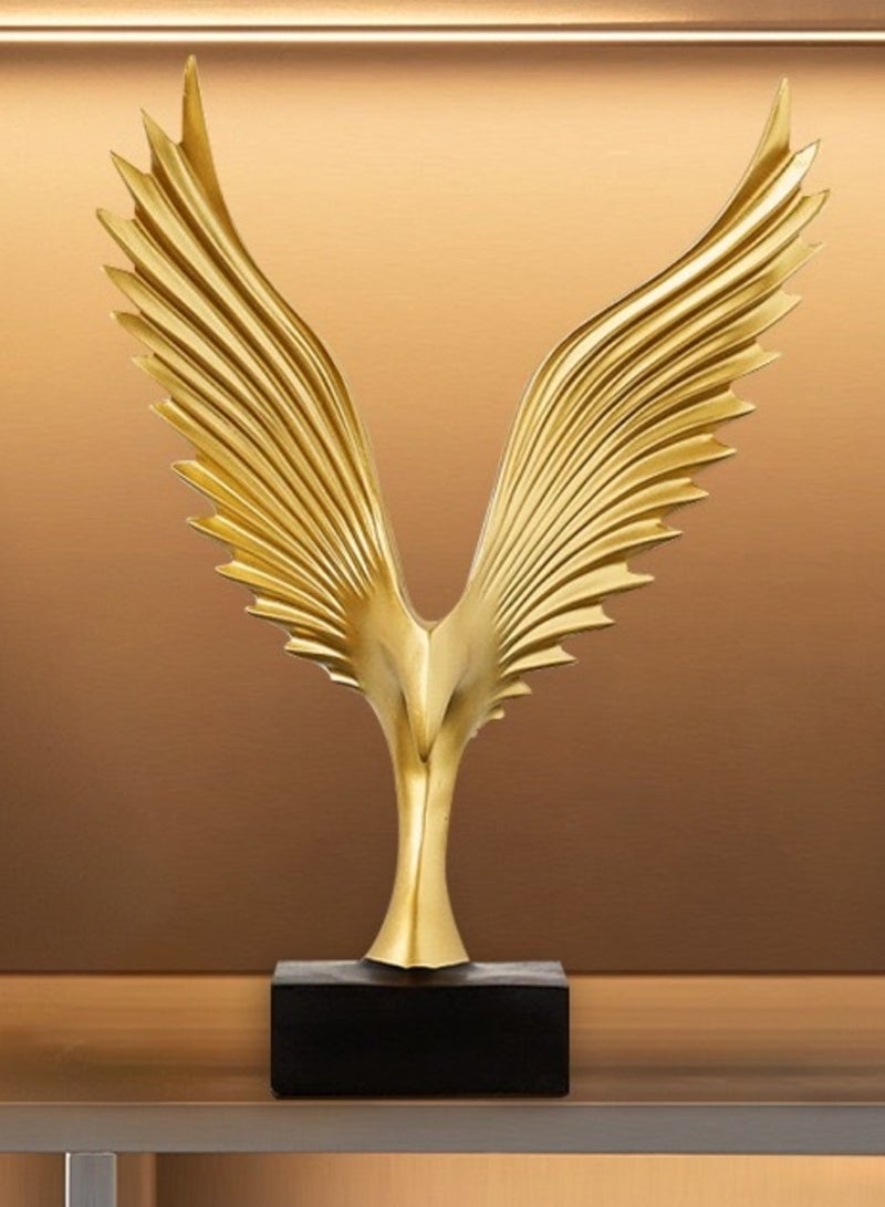 المي هومي تمثال النسر الذهبي الطائر – تمثال فاخر من الراتينج الحديث، ديكور مهيب للمنازل والمكاتب، قطعة فنية أنيقة لغرف المعيشة، غرف النوم، المكتبات، والمطاعم - Image 2