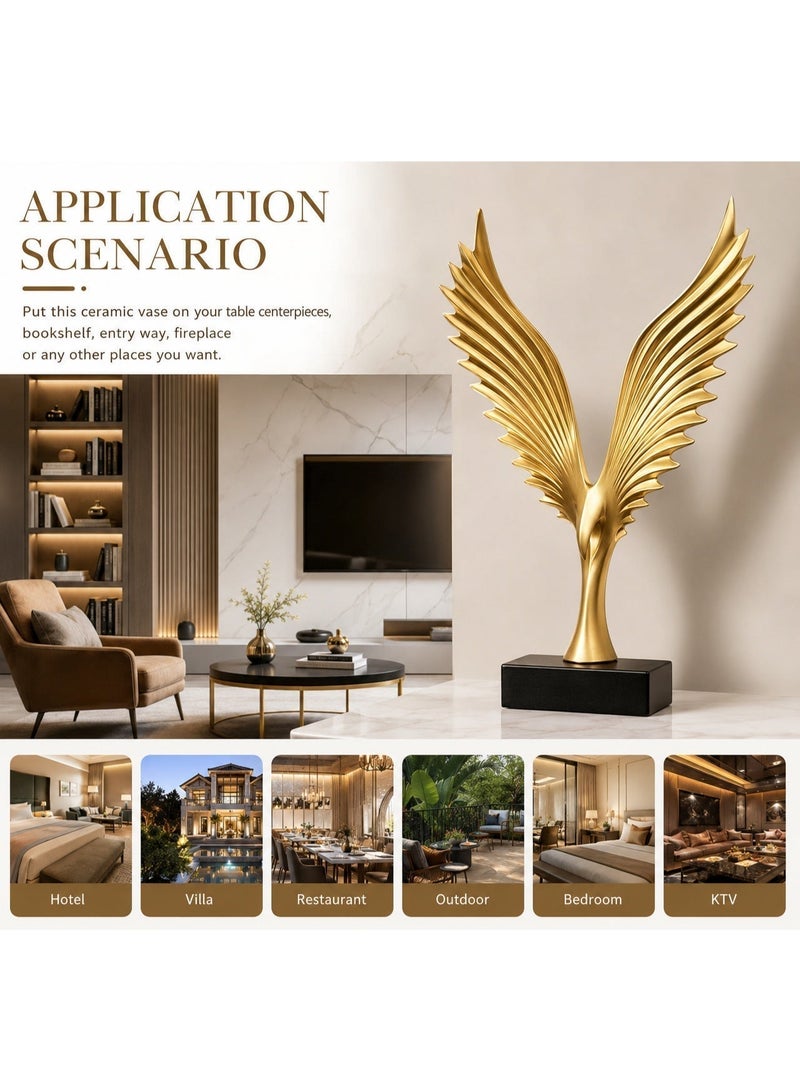 ALMiHomi Golden Soaring Eagle Statue – Luxurious Modern Resin Sculpture, Majestic Home & Office Décor, Elegant Art Piece for Living Room, Bedroom, Study, and Hotel - Image 4