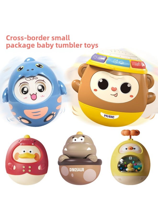 Baby Tumbler Toy 0-1 Year Old Baby Built-in Bell Nodding Doll Soothing Rattle Grip Toy-Color:Puzzle Little Cute Monkey-pink  - Image 2