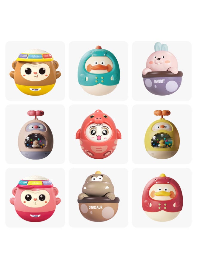 Baby Tumbler Toy 0-1 Year Old Baby Built-in Bell Nodding Doll Soothing Rattle Grip Toy-Color:Puzzle Little Cute Monkey-pink  - Image 3