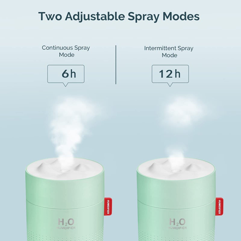 MOVTIP Green Portable Mini Humidifier, 500ml Small Cool Mist USB Desktop Humidifier for Baby Bedroom, Travel, Office, Home - Auto Shut-Off, 2 Mist Modes, Super Quiet - Image 4