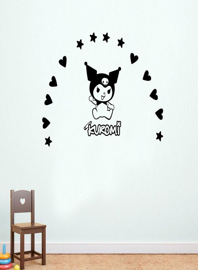 Printique Vinyl Wall Art Decal - Kuromi - 7" x 9" Each - Trendy Cool Fun Anime Inspiring Design Sticker for Home Kids Room Playground Gaming Room Playroom Comics Storefront Decor (Black) - Image 1