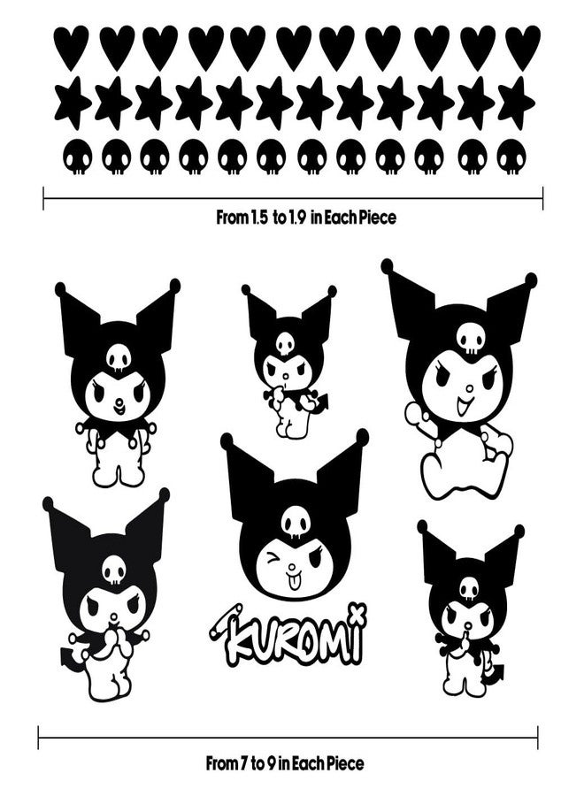 Printique Vinyl Wall Art Decal - Kuromi - 7" x 9" Each - Trendy Cool Fun Anime Inspiring Design Sticker for Home Kids Room Playground Gaming Room Playroom Comics Storefront Decor (Black) - Image 5