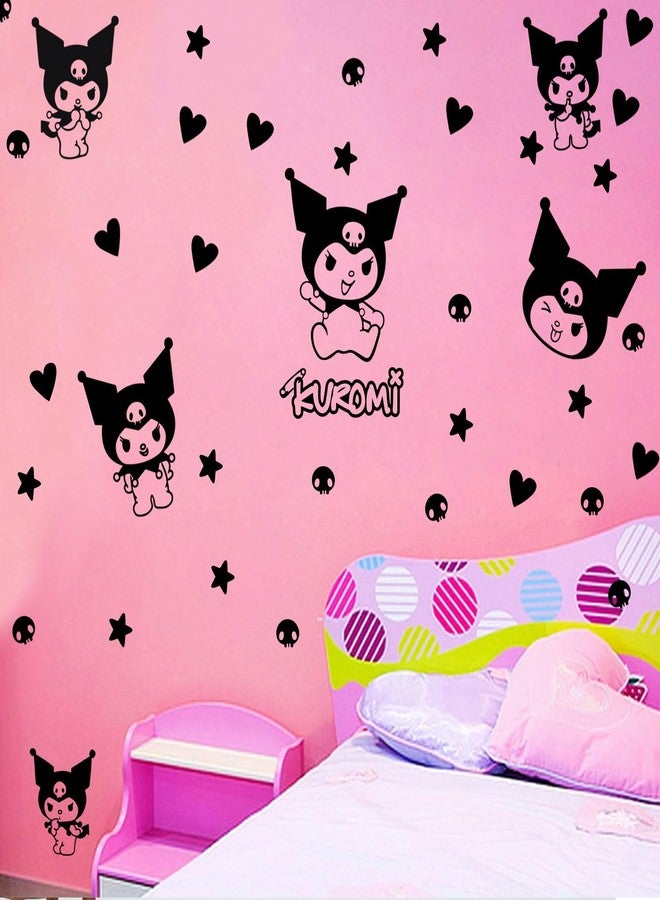 Printique Vinyl Wall Art Decal - Kuromi - 7" x 9" Each - Trendy Cool Fun Anime Inspiring Design Sticker for Home Kids Room Playground Gaming Room Playroom Comics Storefront Decor (Black) - Image 3