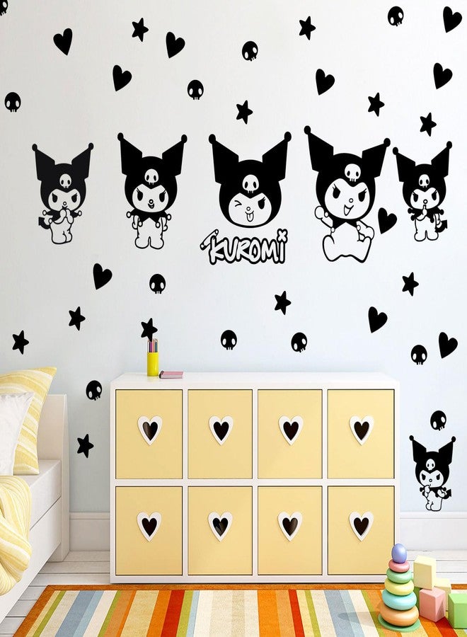 Printique Vinyl Wall Art Decal - Kuromi - 7" x 9" Each - Trendy Cool Fun Anime Inspiring Design Sticker for Home Kids Room Playground Gaming Room Playroom Comics Storefront Decor (Black) - Image 2