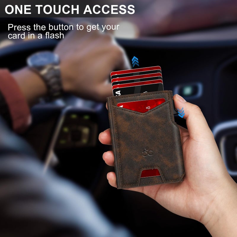 SEMORID Wallet for Men Wallet with Slim Pop Up Card Holder 9-13 Cards, Bifold Minimalist Smart Wallet RFID Blocking Credit Card Holder with ID Window & Stretchable Cash Slot Compact Metal Aluminum Card Case - Image 2