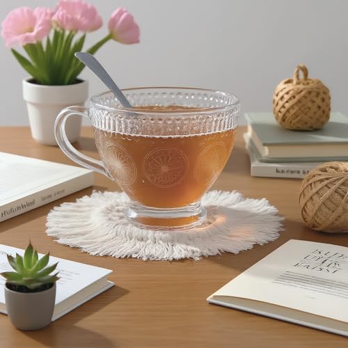 Pafusen Desk Coasters Set of 2, Cute Coaster for Desk, Round Handmade Woven Coaster for Boho Home Decor, CupCoasters for Office Kitchen Dining Room Bar Farmhouse, Coasters Set for Drinks, Beer, Coffee - Image 5