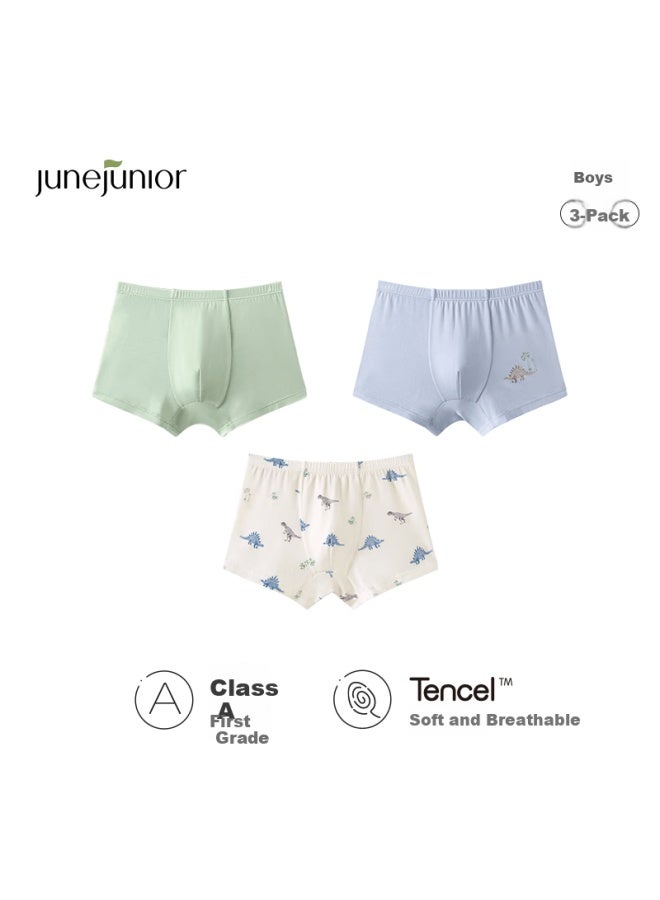 Junejunior Boys And Girls Modal 7a Mulberry Silk Antibacterial Children's Boxer Briefs 3-pack - Image 1