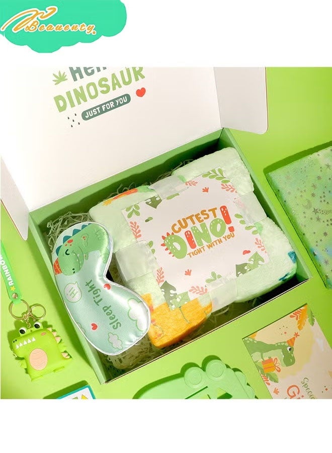 Beauenty Dinosaur Toy for Kids Age 3-10,Dinosaur Gift Box Set for Boys,Kids Gifts with Dinosaur Blanket Backpack Eye Mask Tumbler and Toys,New Year Birthday Children's Day Gifts for Boys (green) - Image 3