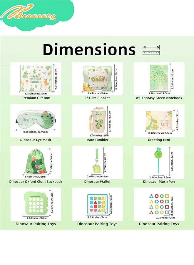 Beauenty Dinosaur Toy for Kids Age 3-10,Dinosaur Gift Box Set for Boys,Kids Gifts with Dinosaur Blanket Backpack Eye Mask Tumbler and Toys,New Year Birthday Children's Day Gifts for Boys (green) - Image 2