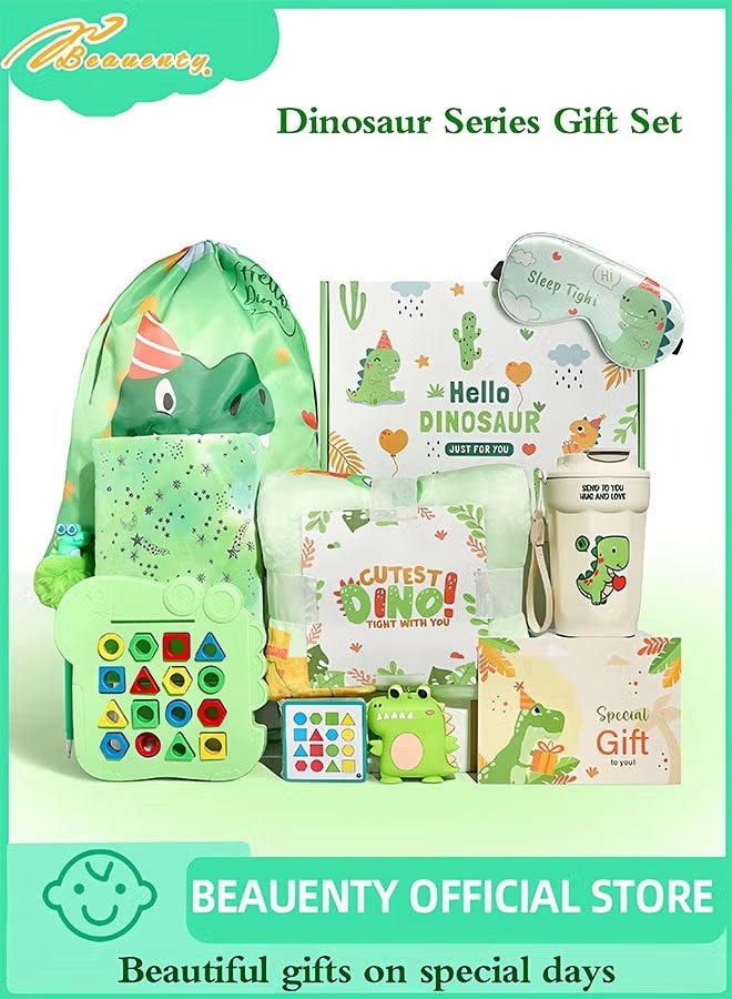 Beauenty Dinosaur Toy for Kids Age 3-10,Dinosaur Gift Box Set for Boys,Kids Gifts with Dinosaur Blanket Backpack Eye Mask Tumbler and Toys,New Year Birthday Children's Day Gifts for Boys (green) - Image 1