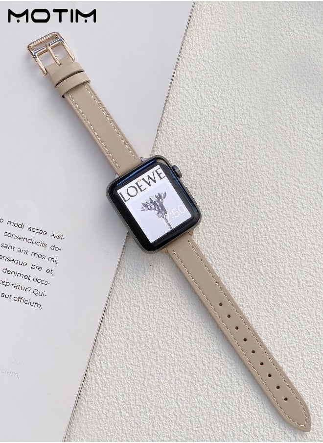 Motim - Slim Leather Bands Compatible with Apple Watch Band 38mm/40mm/41mm, Genuine Leather Top Grain Wristband, Thin Adjustable Replacement Strap for iWatch Ultra SE Series 10/9/8/7/6/5/4/3/2/1 - Image 1