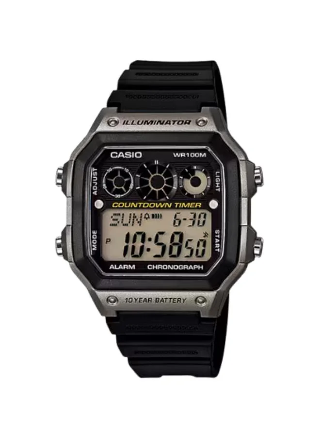 CASIO Men's Digital Display Watch With Black Resin Strap - AE-1300WH-8A
