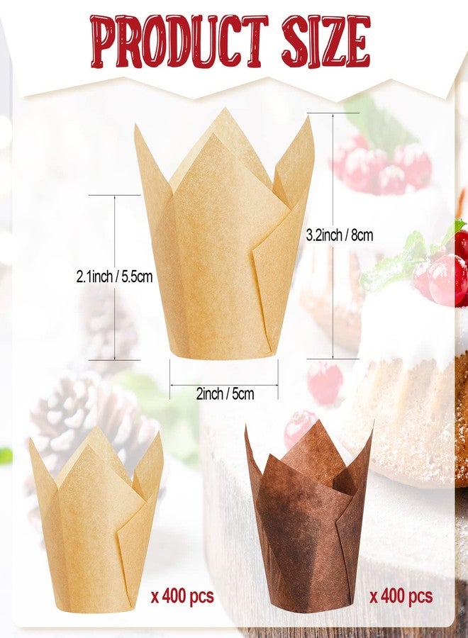Potchen 800 Pcs Tulip Cupcake Liners Baking Cups Muffin Baking Cupcake Liners Wrappers Greaseproof Tulip Cups Holders for Party Wedding Birthday Baby Showers(Solid,Classic Style) - Image 2