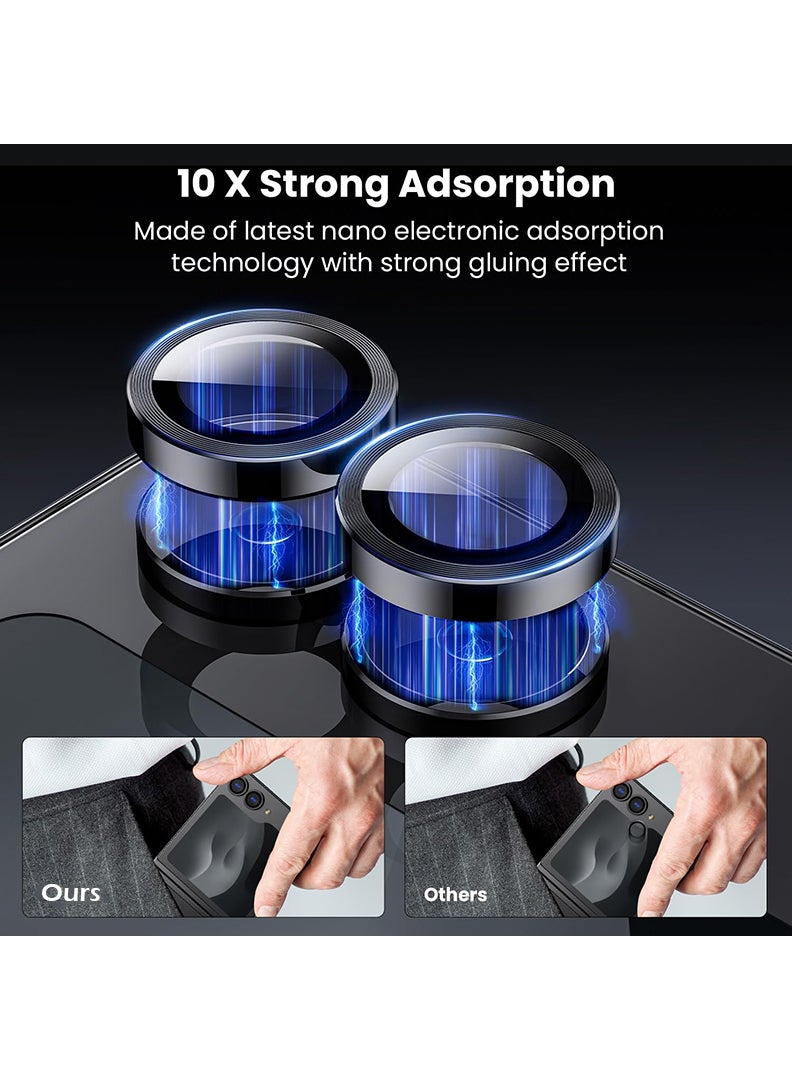 Theodor Z Flip 6 2 Pcs Camera Lens Protector With 9H Tempered HD Glass Camera Cover Anti Scratch Aluminum Alloy Camera Ring, Black  - Image 3